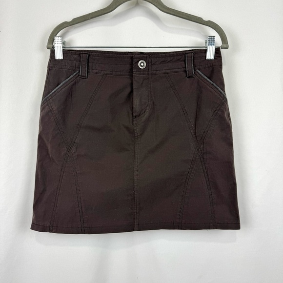 KUHL Womens Sz 4 Brown Inspiratr Hiking Brushed Canvas Pockets A-Line Mini Skirt - Picture 1 of 9
